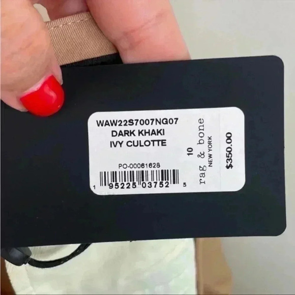 Rag & Bone Tan Dark Khaki Ivy Wide Leg Ankle Length Culotte Pant - Picture 9 of 10